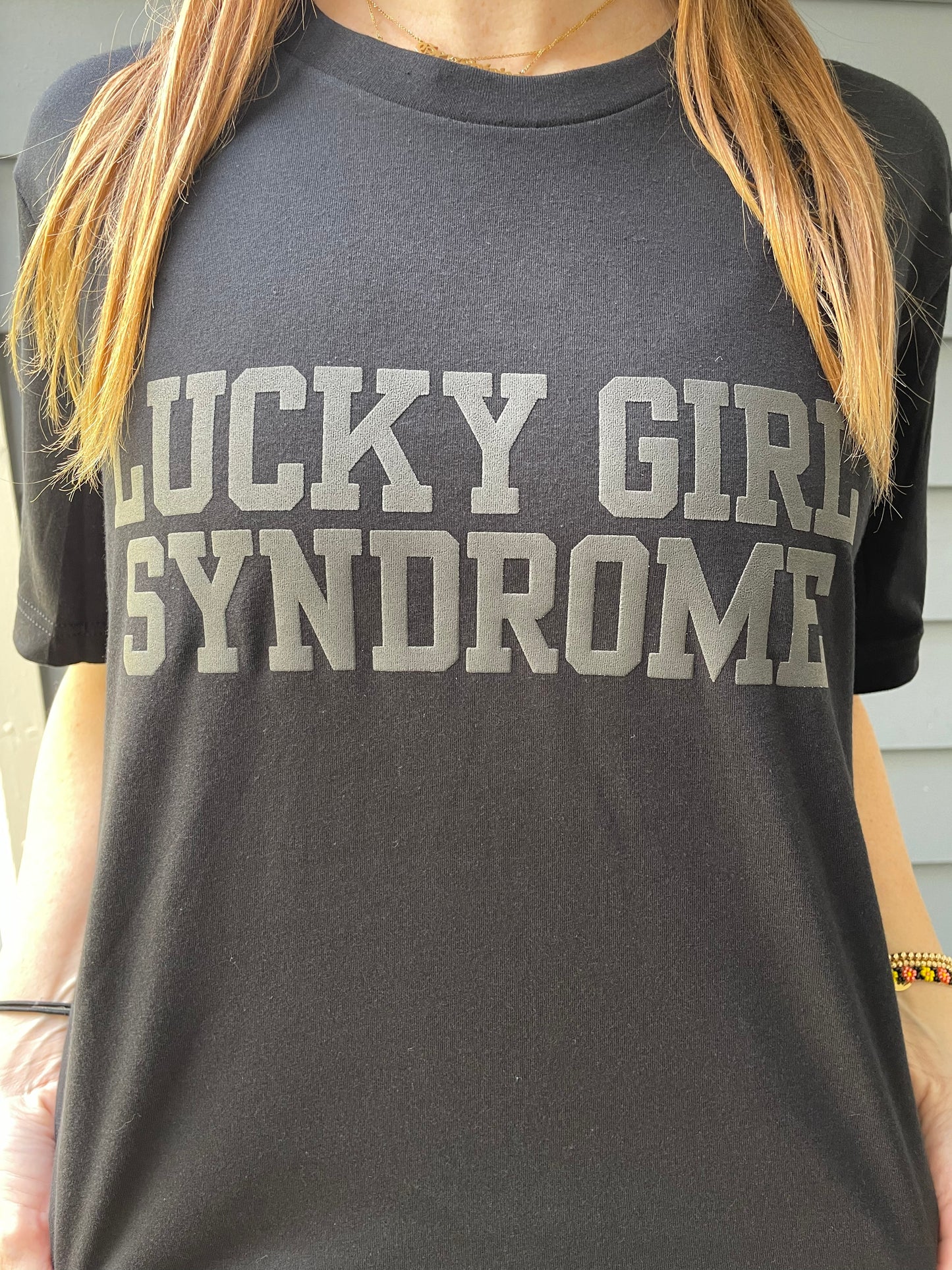 BLACK ON BLACK LUCKY GIRL SYNDROME UNISEX T-SHIRT